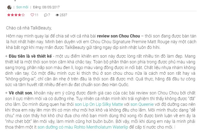 Son thỏi Chou Chou Signature Premire Matt Rouge
