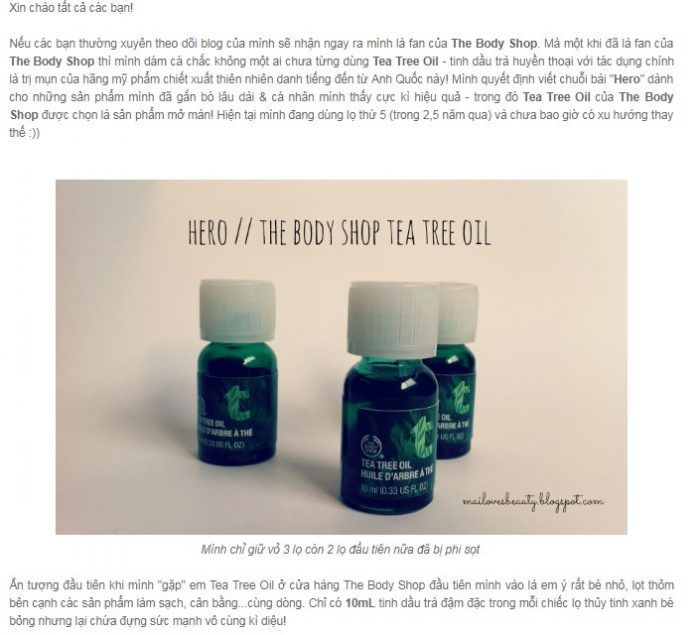 Tinh dầu trị mụn tea Tree Oil The Body Shop
