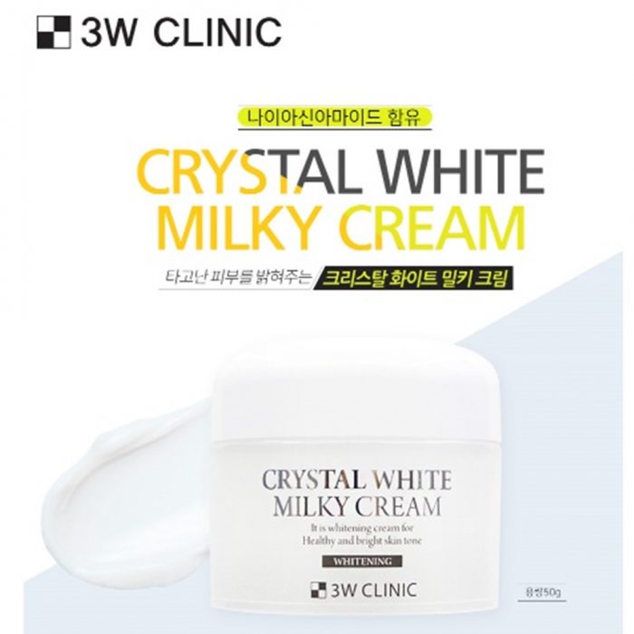 Kem dưỡng trắng da Crystal White Milky Cream 3W Clinic