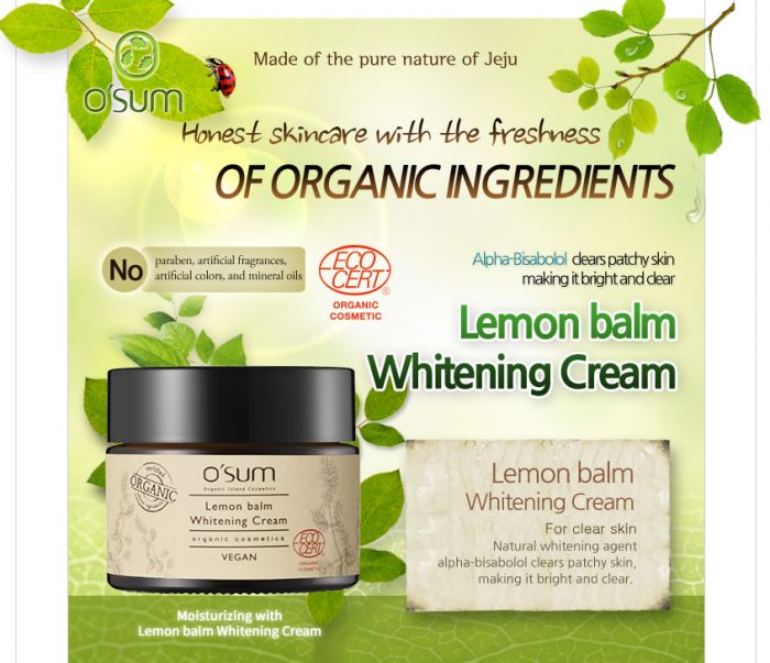 Kem dưỡng trắng O'sum Organic Lemon Balm Whitening Cream