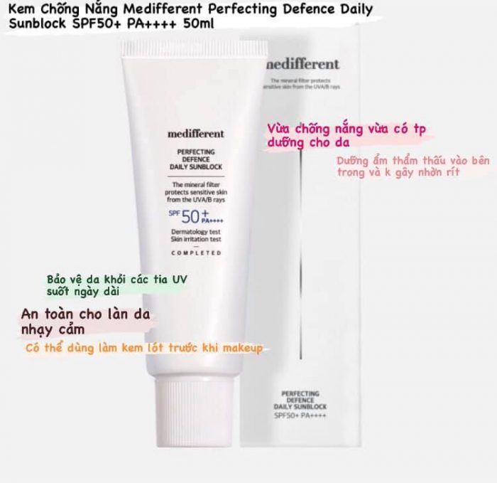 Kem Chống Nắng Medifferent Perfecting Defence Daily Sunblock SPF50+ PA++++