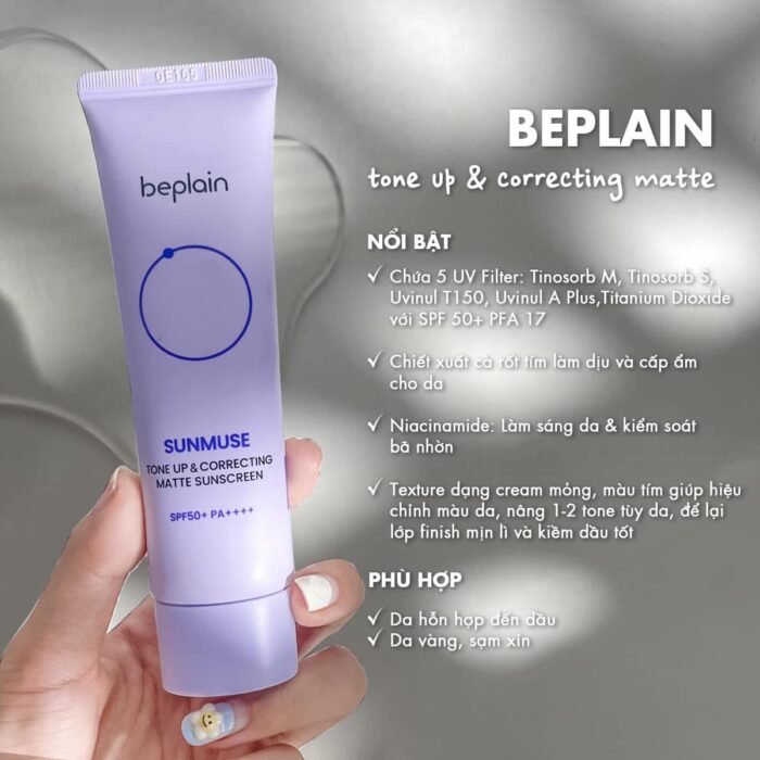 Kem Chống Nắng Beplain Sunmuse Tone Up & Correcting Matte Sunscreen
