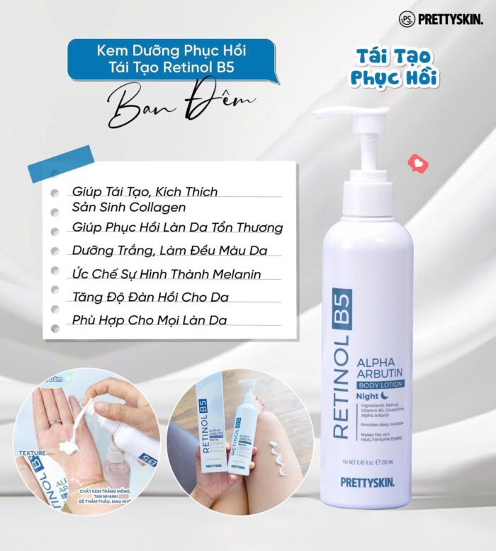 Kem Dưỡng Trắng Body PrettySkin Retinol Glutathione