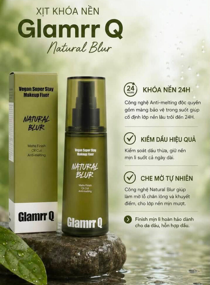 Xịt Khóa Nền Glamrr Q Vegan Super Stay Makeup Fixer