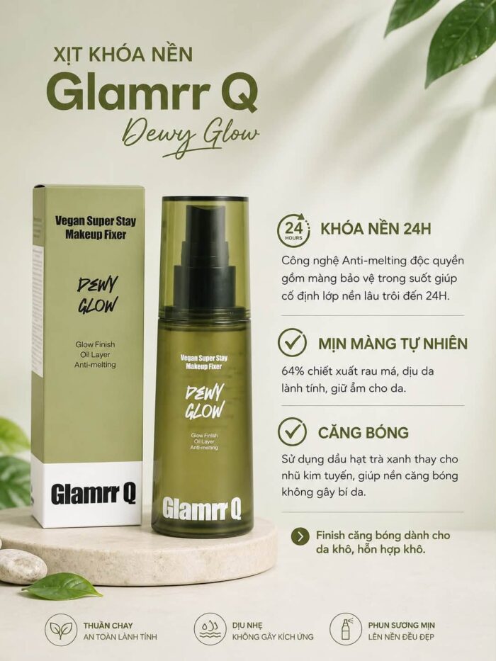 Xịt Khóa Nền Glamrr Q Vegan Super Stay Makeup Fixer
