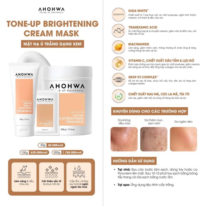 Mặt Nạ Ủ trắng Ahohwa Tone up Brightening Cream Mask