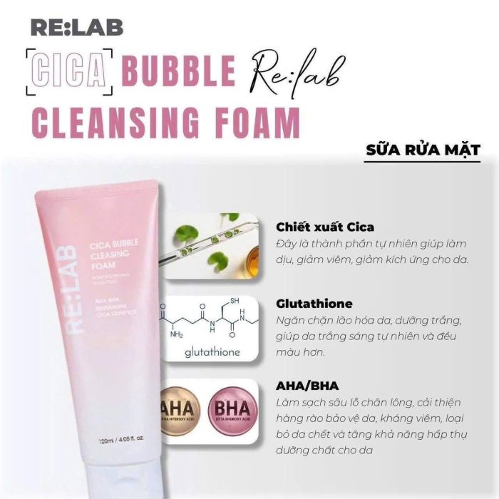 Sửa rửa mặt Relab Cica Bubble Cleansing Foam