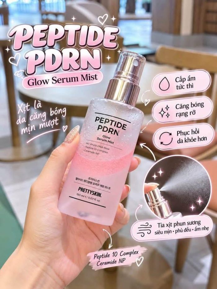 Xịt khoáng Prettyskin Peptide PDRN Glow Serum Mist