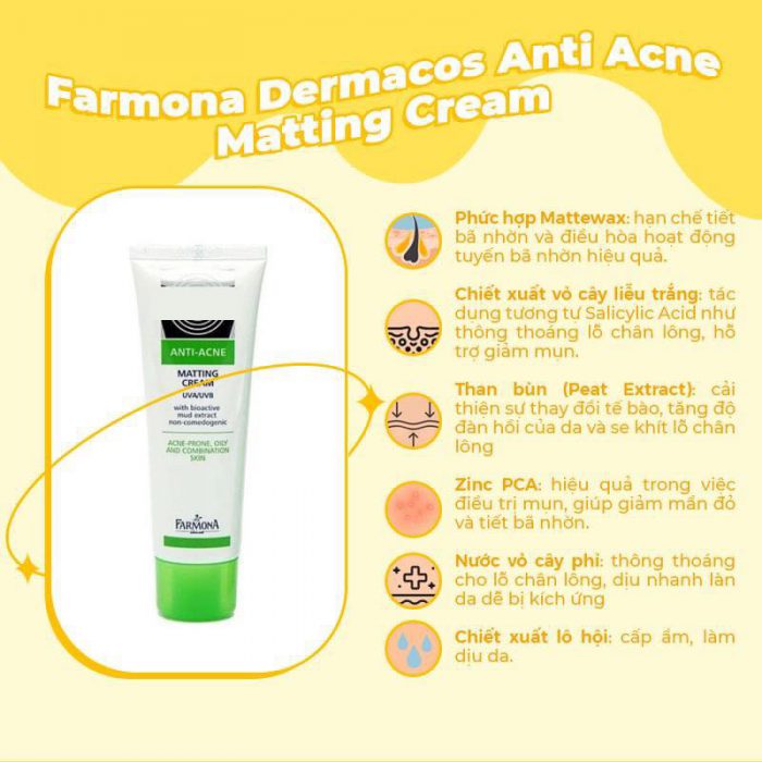 Kem dưỡng Dermacos Anti Acne Matting Cream